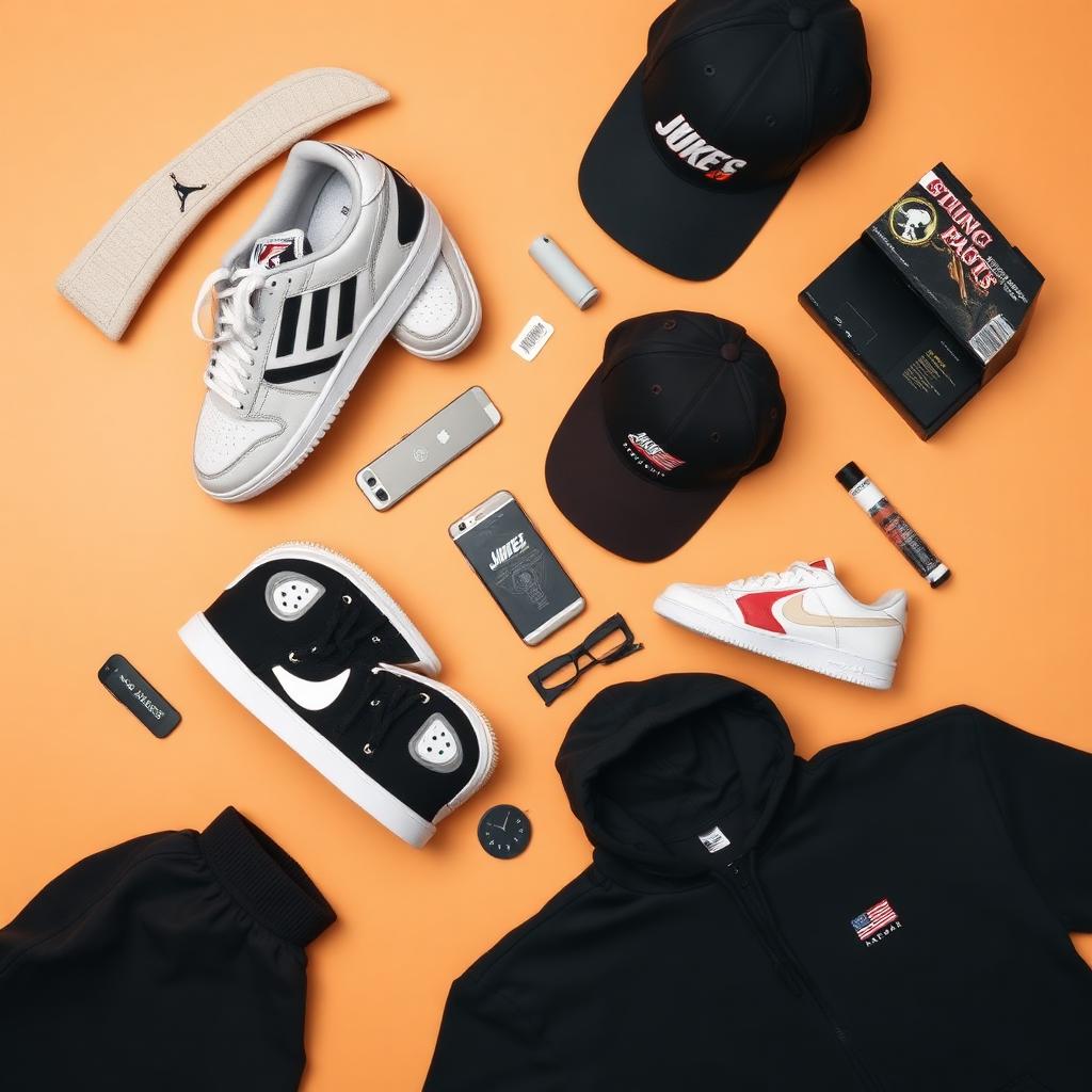 Peças de streetwear: tênis, bonés e moletons